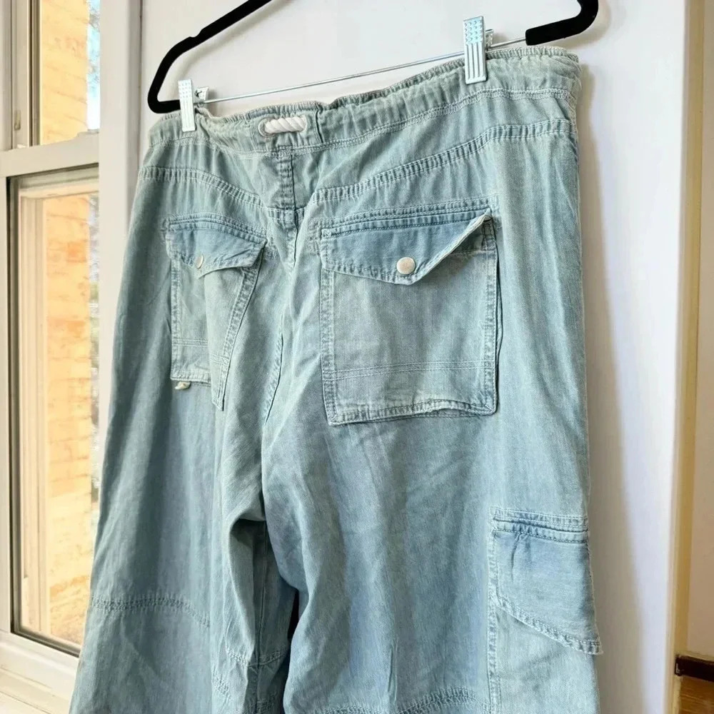 NWT Free People South Bay Wide-Leg Drawstring Jeans Blue XL - Picture 15 of 17